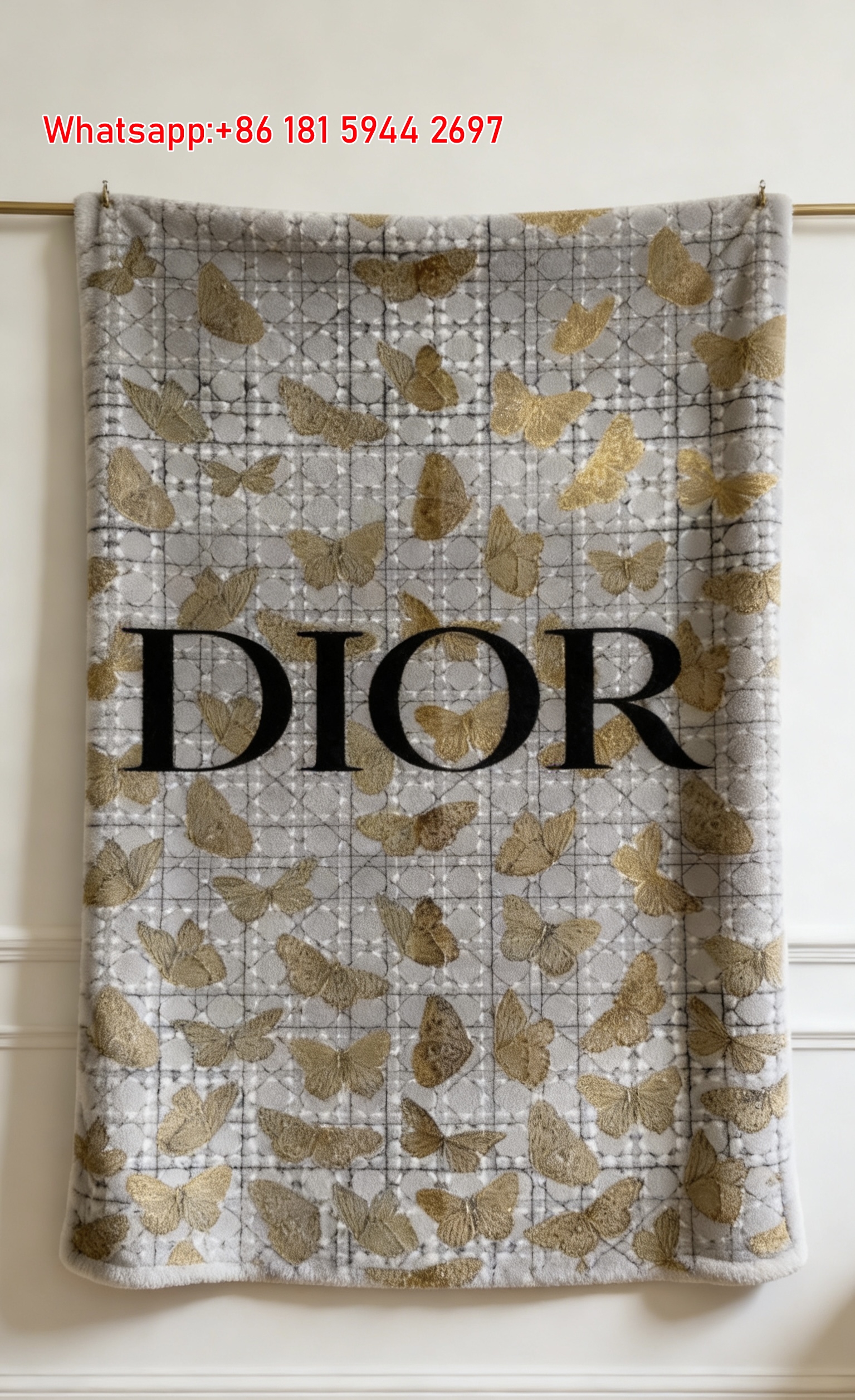 Dior Butterfly Flannel Sofa Throw Blanket D209